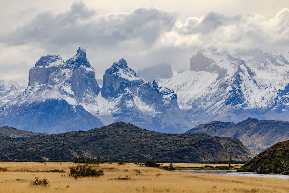 The Paine massif gathering clouds